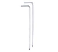 QUARKZMAN 2 Piezas de Llave Hexagonal en Forma de L con Bola de 4 mm, Llave Hexagonal Métrica de Brazo Extra Largo de Acero Cromado Vanadio, Tono Plateado