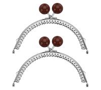 QUARKZMAN 2 Piezas De Marco De Bolso De Metal 12.5cm/4.92" Cuentas Plateadas Cierre De Beso Arco Grabado cuadros Para Bolsos Hacer Bolso De Mano Monedero Marrón