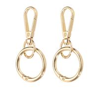 QUARKZMAN 2 Piezas De Mosquetón Giratorio, Gancho De Presión De 2.8" Con Anillo De Resorte O Mosquetón De Metal De Doble Apertura Para Manualidades Bolsos Joyerías Cordones, Dorado Claro