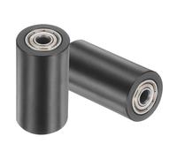 QUARKZMAN 2 Piezas De Rueda Guía Plástica Con Rodamientos 6mm X 25mm X 50mm (DI X DE X L) Rueda De Correa Plana Polea Ociosa (Negro)