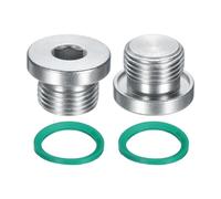 QUARKZMAN 2 Piezas De Tapón De Tubería Con Cabeza Hexagonal Interna M18x1.5, Tapón De Rosca Universal De Acero Al Carbón Con O-Ring Verde Para Terminar Extremos Drenajes