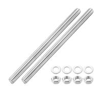 QUARKZMAN 2 Piezas De Varilla Roscada Completa, M14 X 200mm Acero Inoxidable 201 Roscas A La Derecha Con Tuercas Y Arandelas Planas Barra De Espárrago Completa, Colgadores Y Pernos En U