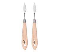 QUARKZMAN 2 Piezas Espátula de Paleta para Pintura 6.69" Hoja de Acero Inoxidable con Mango de Madera de Haya Diseño de Agujero para Mezcla de Colores en Óleo y Acrílico