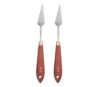 QUARKZMAN 2 Piezas Espátula De Pintura 2.36" x 0.79" Hoja De Acero Inoxidable En Forma De Lágrima 8.27" De Longitud Espátulas De Pintura Con Agujero Mango De Madera De Haya, Rojo/Plateado