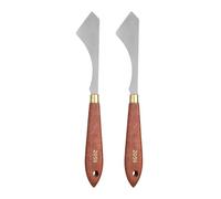 QUARKZMAN 2 Piezas Espátula De Pintura 3.74" X 1.06" Hoja De Acero Inoxidable En Forma De Lágrima 8.07" De Longitud Espátulas De Pintura Con Agujero Mango De Madera De Haya, Rojo/Plateado