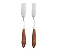 QUARKZMAN 2 Piezas Espátula Para Pintar 3.15" x 0.91" Hoja Acero Inoxidable En Forma Lágrima 9.06" Longitud Espátulas Para Pintar Con Mango Madera Haya Y Agujero, Rojo/Plateado