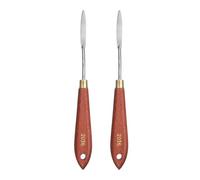 QUARKZMAN 2 Piezas Espátula Para Pintura 1.97" x 0.28" Hoja Acero Inoxidable En Forma Lágrima 7.87" Longitud Espátulas Para Pintura Con Agujero Mango Madera Haya, Rojo/Plateado