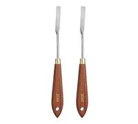 QUARKZMAN 2 Piezas Espátula Pintura 1.97" X 0.31" Hoja Acero Inoxidable En Forma Lágrima 8.27" Longitud Espátulas Pintura Con Mango Madera Haya Y Agujero, Rojo/Plateado
