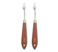 QUARKZMAN 2 Piezas Espátula Pintura Herramienta Arte 1.18" x 0.67" Hoja Acero Inoxidable En Forma Lágrima 7.09" Longitud Espátulas Pintura Con Mango Madera Haya, Rojo/Plateado