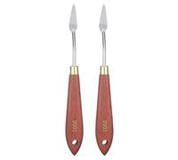 QUARKZMAN 2 Piezas Espátula Pintura Herramienta Arte 1.38" x 0.39" Hoja Acero Inoxidable En Forma Lágrima Longitud 3.35" Espátula Pintura Con Mango Madera Haya Y Agujero, Rojo/Plateado