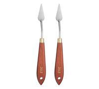 QUARKZMAN 2 Piezas Espátula Pintura Herramienta Arte 1.57" x 0.67" Hoja Acero Inoxidable En Forma Lágrima 6.3" Longitud Espátula Pintura Con Agujero Mango Madera Haya, Rojo/Plateado