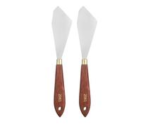 QUARKZMAN 2 Piezas Espátula Pintura Herramienta Arte 3.94" x 1.57" Hoja Acero Inoxidable En Forma Lágrima Longitud 8.27" Espátulas Pintura Con Mango Madera Haya Y Agujero, Rojo/Plateado