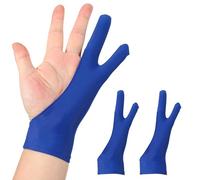 QUARKZMAN 2 Piezas Guante Artístico para Dibujo, Guante De Pintura Transpirable con Dos Dedos para Mano Derecha E Izquierda para Tableta Gráfica Papel Boceto (Tamaño L), Azul