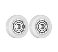 QUARKZMAN 2 Piezas Guía de Rodamiento de Bolas 3 x 15 x 4mm Doble Blindado Rodamientos de Rodillos POM, Rueda de Polea Plana para Muebles, Accesorios de Ferretería, Blanco