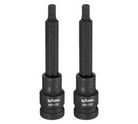 QUARKZMAN 2 Piezas H6 Hex Bit Socket 100mm/3.94" Longitud 1/2" Square Drive Métrico Extensión Impact Bit Power Nut Driver Set S2 Steel Socket Ratchet Wrench Bits, Negro