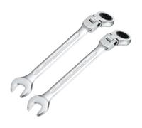QUARKZMAN 2 Piezas Llave De Trinquete De Cabeza Flexible Métrica De 17mm Acero Cromo Vanadio 72 Dientes Llave Combinada De Trinquete Para Reparación De Máquinas Automotrices Y Bicicletas