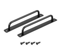 QUARKZMAN 2 Piezas Manijas para Puertas de Granero Tirador de Puerta Corrediza de 224mm/9 Centro de Orificio Manijas de Aluminio para Armarios con Base y Tornillos (Negro)