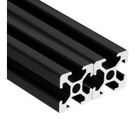 QUARKZMAN 2 Piezas Perfil De Aluminio Extruido 2020 Con Ranura En T De 250mm, Carril Lineal Anodizado Estándar Europeo Para Piezas De Impresora 3D, Máquina CNC, Guía Lineal (Negro, 1.5mm)