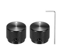 QUARKZMAN 2 Piezas Perillas de Potenciómetro de Aluminio, Perillas Universales de Control de Volumen y Tono de 1/4" (6mm) con Indicador de Flecha para Guitarra, 3/5" Negras (20x15.5mm)