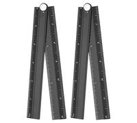 QUARKZMAN 2 Piezas Regla Recta Plegable 12" SAE Aleación De Aluminio Transportador Plegable Regla Angular Herramienta De Medición Geométrica Con Línea Angular Para Arquitectos Artistas