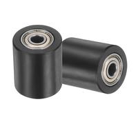 QUARKZMAN 2 Piezas Rueda Guía Plástica Con Rodamientos, 6mm x 25mm x 30mm (DI. x DE. x L) Polea Para Banda Plana (Negro)