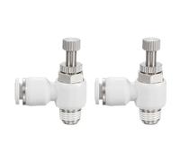 QUARKZMAN 2 Piezas SL6-NPT1/8 Válvula De Control De Flujo De Aire Conexión Push To Connect 1/4 Pulgada OD 1/8 Pulgada NPT Codo De 90 Grados Blanco