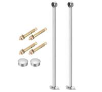 QUARKZMAN 2 Piezas Soporte De Barra De Cortina Para Techo Ajustable Para Tubo De 25mm/0.98" Longitud 500mm/19.69" Ganchos De Barra De Cortina De Acero Inoxidable Para Paredes Plata