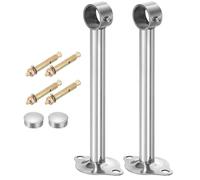 QUARKZMAN 2 Piezas Soporte de Barra de Cortina para Techo Ajuste de Tubo de 25mm/0.98" Largo 200mm/7.87" Ganchos y Soportes de Barra de Cortina de Acero Inoxidable Plata