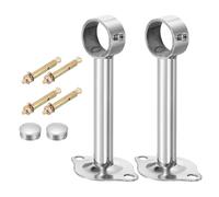 QUARKZMAN 2 Piezas Soporte de Barra de Cortina para Techo Ajuste de Tubo de 32mm/1.26" Largo 150mm/5.91" Ganchos y Soportes de Barra de Cortina de Acero Inoxidable Plata
