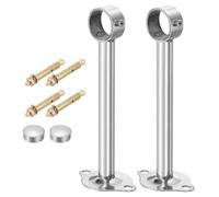 QUARKZMAN 2 Piezas Soporte de Barra de Cortina para Techo Ajuste de Tubo de 32mm/1.26" Largo 200mm/7.87" Ganchos de Barra de Cortina de Acero Inoxidable Plata