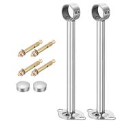 QUARKZMAN 2 Piezas Soporte de Barra de Cortina para Techo Ajuste de Tubo de 32mm/1.26" Largo 250mm/9.84" Ganchos de Barra de Cortina de Acero Inoxidable Plata