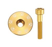 QUARKZMAN 2 Piezas Tapa Superior De Potencia De Dirección para Bicicleta 1-1/4" (31.8 mm) Diámetro Exterior Aleación De Aluminio Cubierta De Potencia De Dirección Dorado
