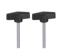QUARKZMAN 2 piezass de ala en forma de T M8 x 60mm Macho Métrico Tornillo Roscado 55mm Cabeza en T Perillas de Plástico Manijas Tornillos de Pulgar Apretar Perilla de Sujeción, Negro