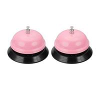 QUARKZMAN 2 Timbres De Mesa para Servicio, Timbre De Metal para Cena De 3.35 Pulgadas para Áreas De Recepción De Hoteles Y Restaurantes Y Eventos De Boda, Rosa Claro