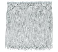 QUARKZMAN 2 Yardas 8" Franja de Flecos de Cadena Recorte Borla Cinta de Costura Franja de Flecos de Poliéster para Manualidades de Costura DIY Ropa, Gris Plata