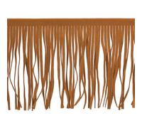 QUARKZMAN 2 Yardas 8 Pulgadas Borla de Cuero de PU de Doble Cara para Coser de Cuero Franja de Borla para Manualidades de Costura de Vestido Decoración, Marrón Claro