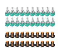 QUARKZMAN 20 Juego De Potenciómetros B5K Ohm Con Interruptor, Resistencias Variables De 5 Pines Potenciómetro Lineal Giratorio Kit Con Tapa De Perilla Para Control De Volumen