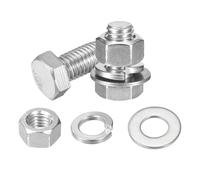 QUARKZMAN 20 Juego de Tornillos de Cabeza Hexagonal, 1/2-13 x 1" Tornillo de Acero Inoxidable 304 Totalmente Roscado con Tuercas, Arandelas Planas y de Seguridad, Color Plata