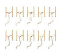 QUARKZMAN 20 Juegos de Cierres Deslizantes con Cierres de Garra de Langosta y Cadena de Extensión, Terminales de Cordón de Tubo de 40 mm para Manualidades, Color Dorado Claro