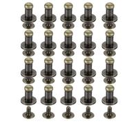 QUARKZMAN 20 Juegos de Remaches de Cabeza de Bola de Latón, Botón de Remache de Pezón con Tornillo de 4 mm de Diámetro para Manualidades en Cuero, Bronce