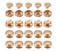 QUARKZMAN 20 Juegos de Tachuelas Planas de Cabeza Plana de 10mm de Aleación para Bolso Pies Bolso Tachuela Cabeza Clavos Botón Hebillas Planas Remaches de Tapa Redonda Tono Dorado