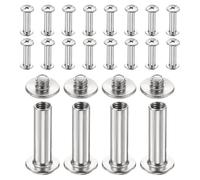 QUARKZMAN 20 Juegos De Tornillos Chicago M4x18mm 6mm Longitud Metal Phillips Remache Tachuelas Pernos Remaches Postes De Sujeción Para DIY Cinturón Bolso Artesanía Encuadernación Plata