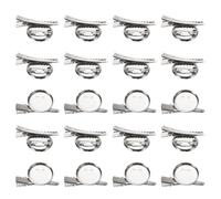 QUARKZMAN 20 Pcs Bandejas Redondas Plateadas Para Broches Con Pinza Cocodrilo Y Alfiler Base Disco Para Broches Metal Corsages Tarjetas Identificación Tarjetas Nombre Etiquetas (24mm/0.9")