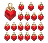 QUARKZMAN 20 Pcs Colgante De Cristal De Estrás Cúbico Zirconia Cuadrado Piedras De Cristal Colgantes Suministros Para Hacer Joyería Pulsera Collar Pendientes Accesorios DIY, Rojo