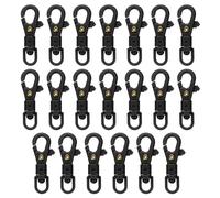 QUARKZMAN 20 Pcs Ganchos De Plástico Tipo Garra De Langosta Giratorios Con Mosquetón Para Llaveros Anillos De Cadena De Resorte Accesorios De Bolsa Manualidades DIY, Negro