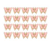 QUARKZMAN 20 Pcs Mini Charm De Mariposa, Colgante De Mariposa En Metal Chapado En Oro Con Diamante Para Hacer Joyería DIY Pulsera Collar Arete Para Teléfono Llavero, Rosa, 23x26mm