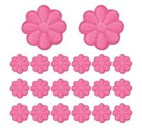 QUARKZMAN 20 Pcs Parches De Flores Para Planchar, 1.57 Pulgadas Adorables Parches De Aplicación Bordados Para Coser En Ropa Chaquetas Mochilas Zapatos Accesorios De DIY Bolsas, Rojo Rosado