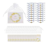QUARKZMAN 20 Pcs Pulseras Girasol Bohemia Surf Pulsera La Amistad Ajustable Conjunto Cordón Trenzado Girasol Con Tarjeta Y Bolsa De Malla Para Mujeres Joyería De Moda Regalos.