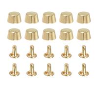 QUARKZMAN 20 Pcs Remaches de Tornillo, Aleación de Zinc 5/16" Remaches Tachuelas Pies de Bolso Mano Cabezal Plano Botón Tapa Remaches para DIY Artesanía en Cuero Cinturones Bolsas, Oro Claro