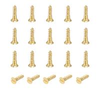 QUARKZMAN 20 Pcs Tornillos De Latón, M2.5 X 10mm Cabeza Plana Ranurada Autoperforantes Para Madera Para Reparación De Muebles cuadros De Fotos Tablaroca Electrodomésticos, Dorado